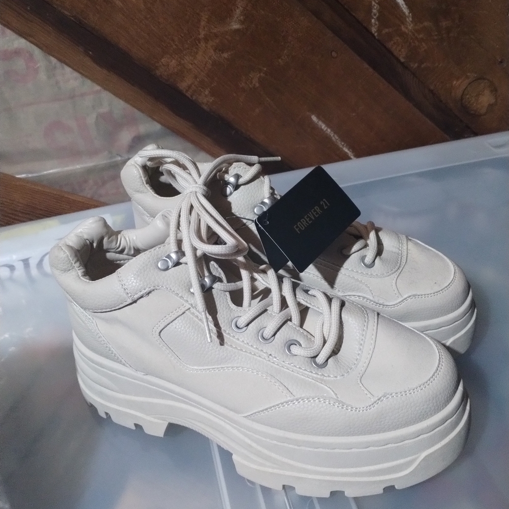 Forever 21 Women's Cream Platform Sneakers